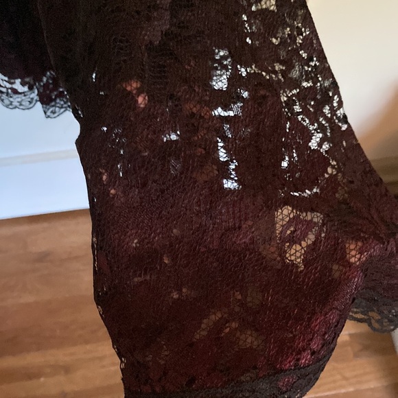 Black with Dark Red Lace Vintage Dress - Picture 6 of 9